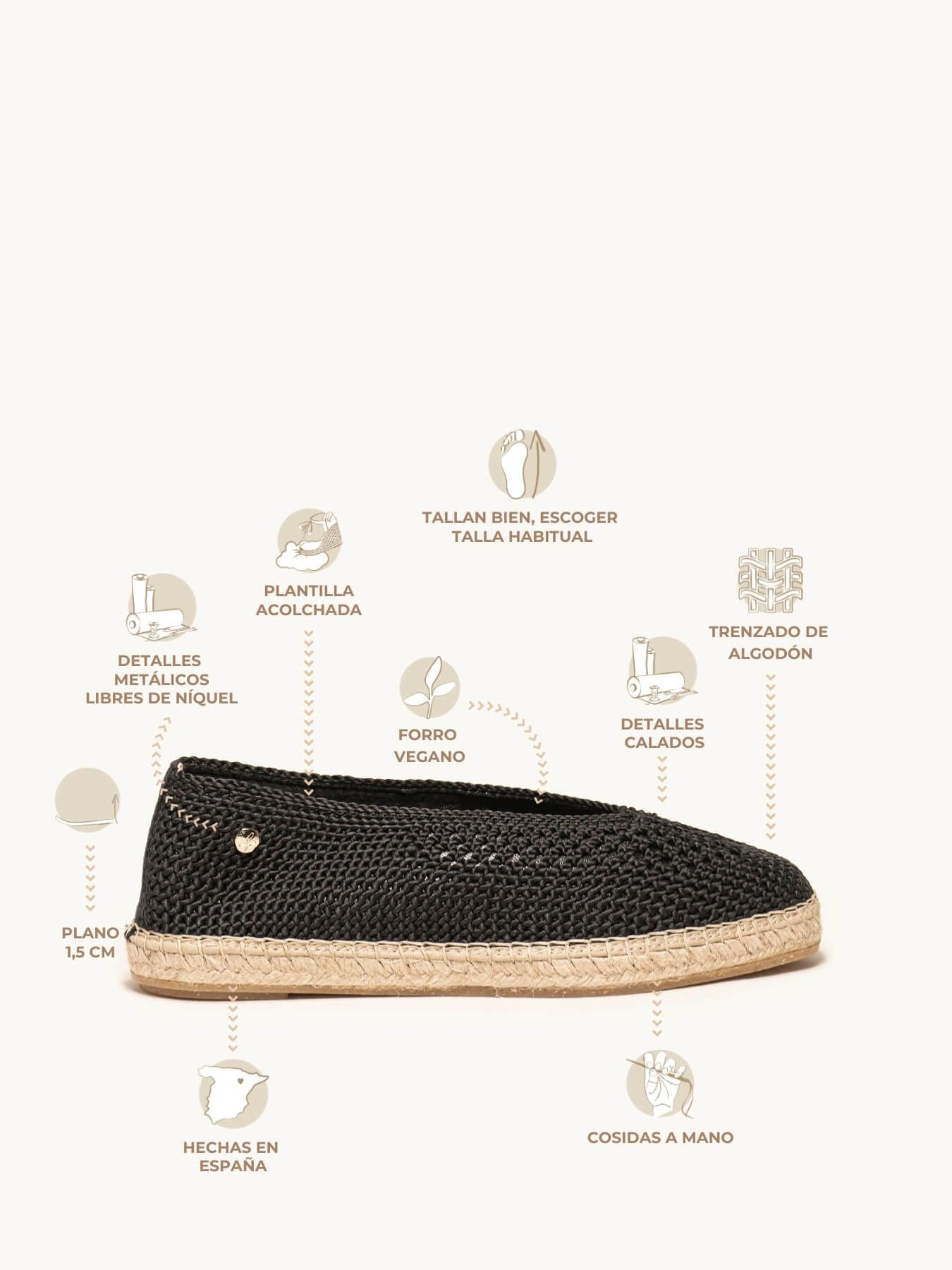 Sapatilha Calêndula Trançada Preto