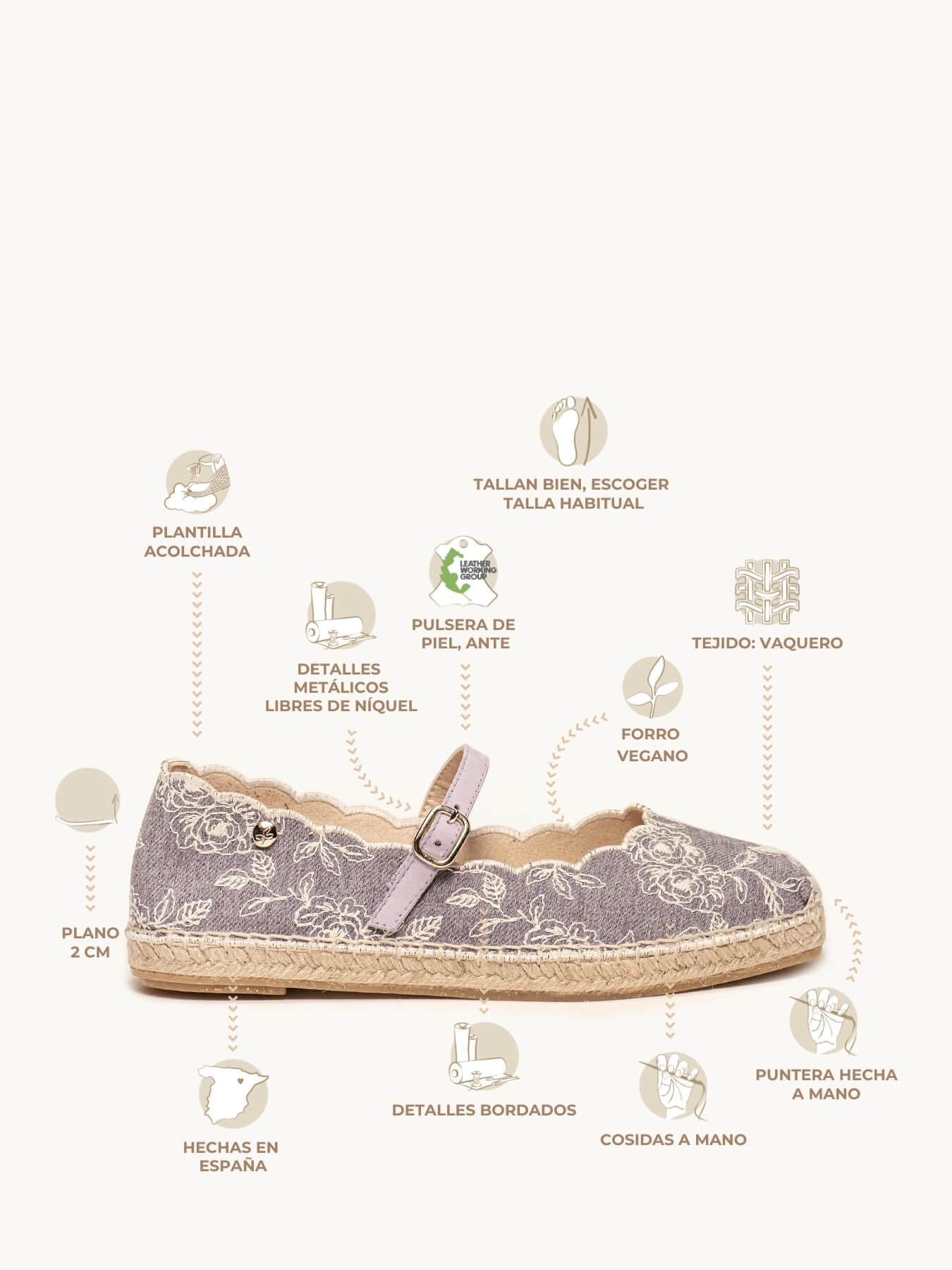 Sapatilha Jeans Bordada Lilás