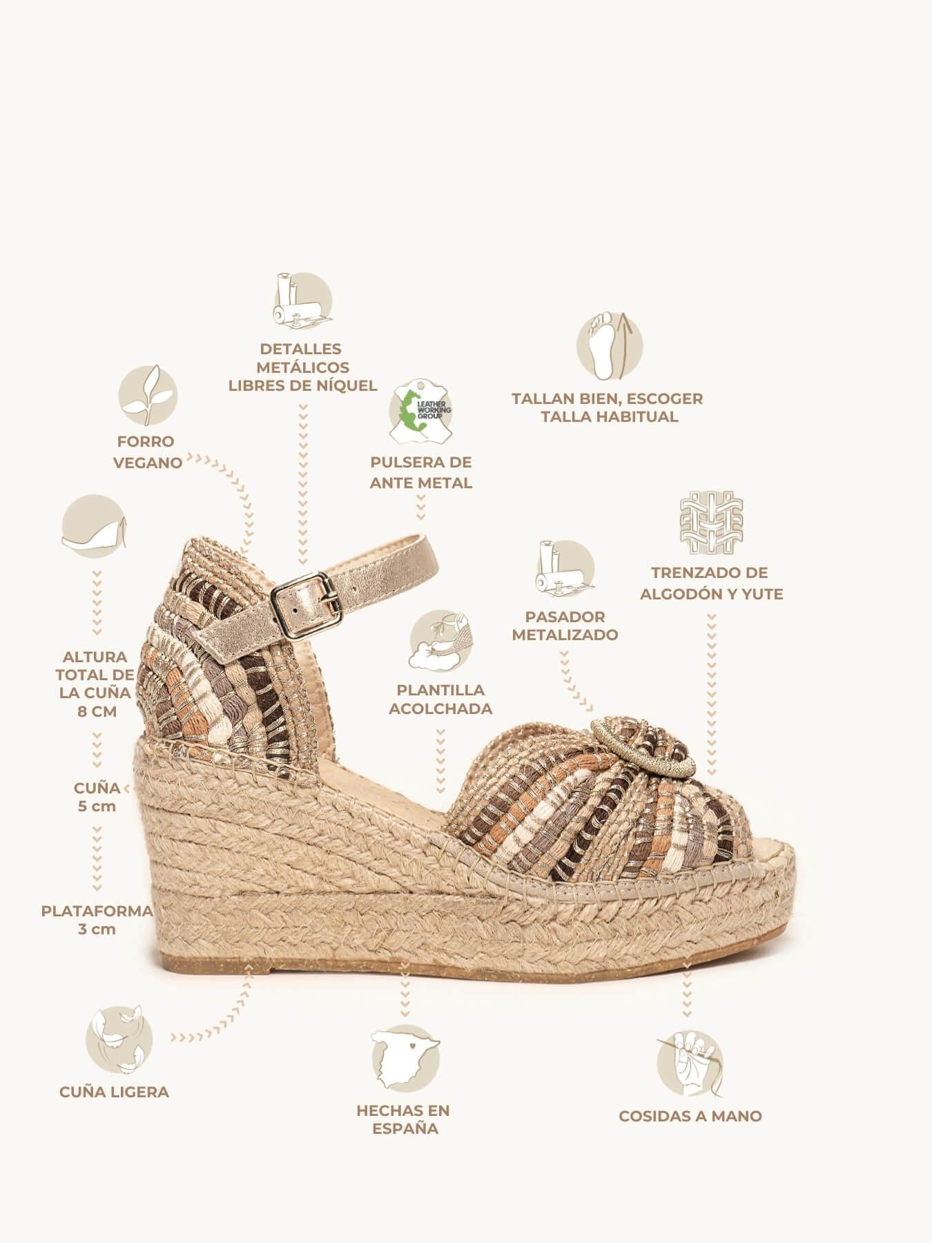 Sandália Anabela Média Plataforma Amapola Tita Taupe