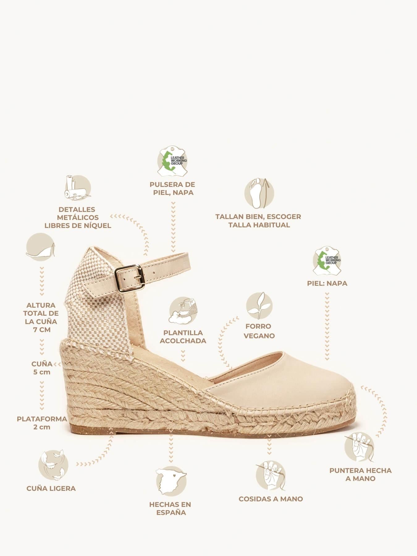 Sandália Anabela Alta Marga Napa Areia