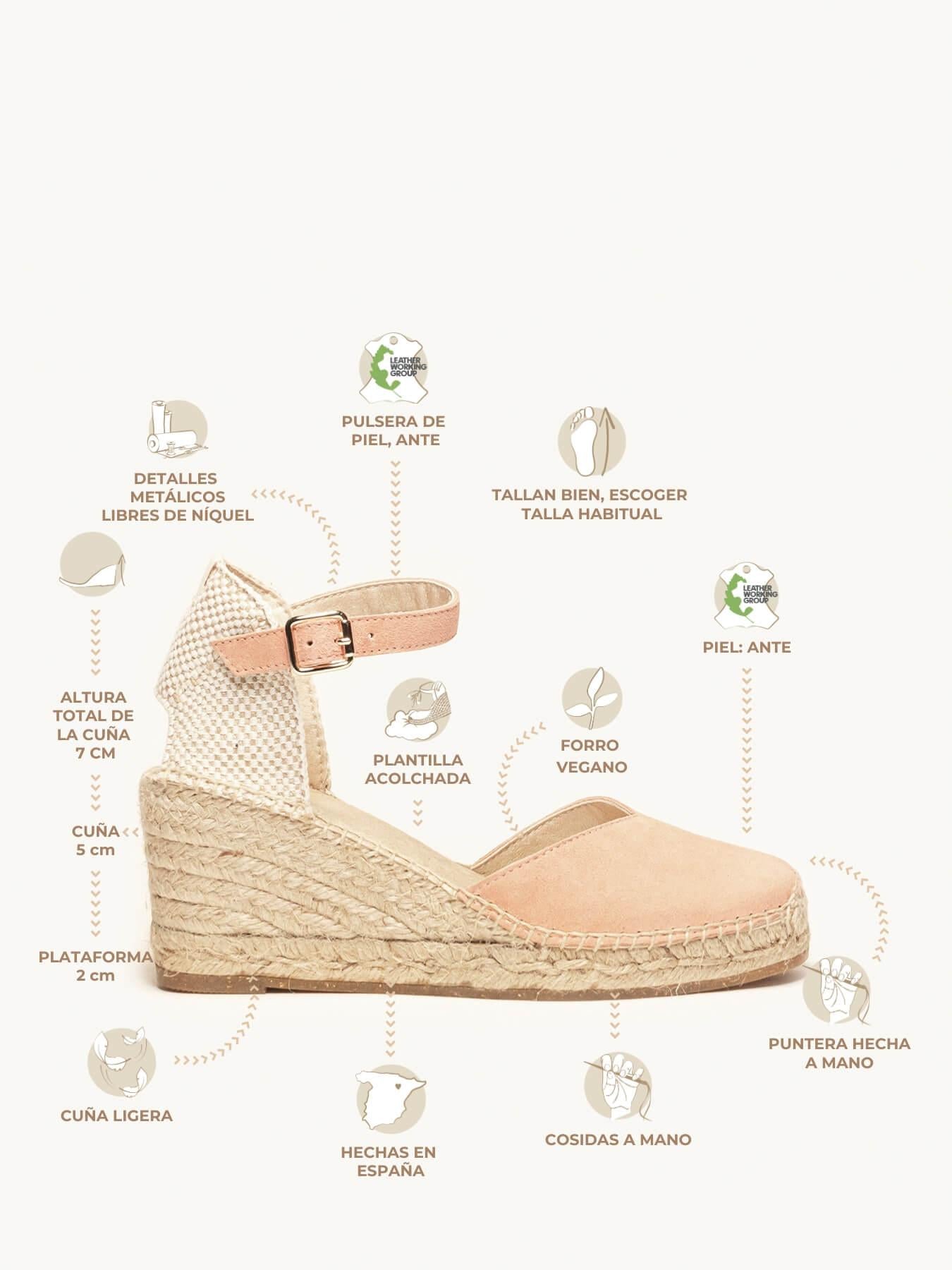 Sandália Jara Anabela 7 cm Camurça Laranja Claro