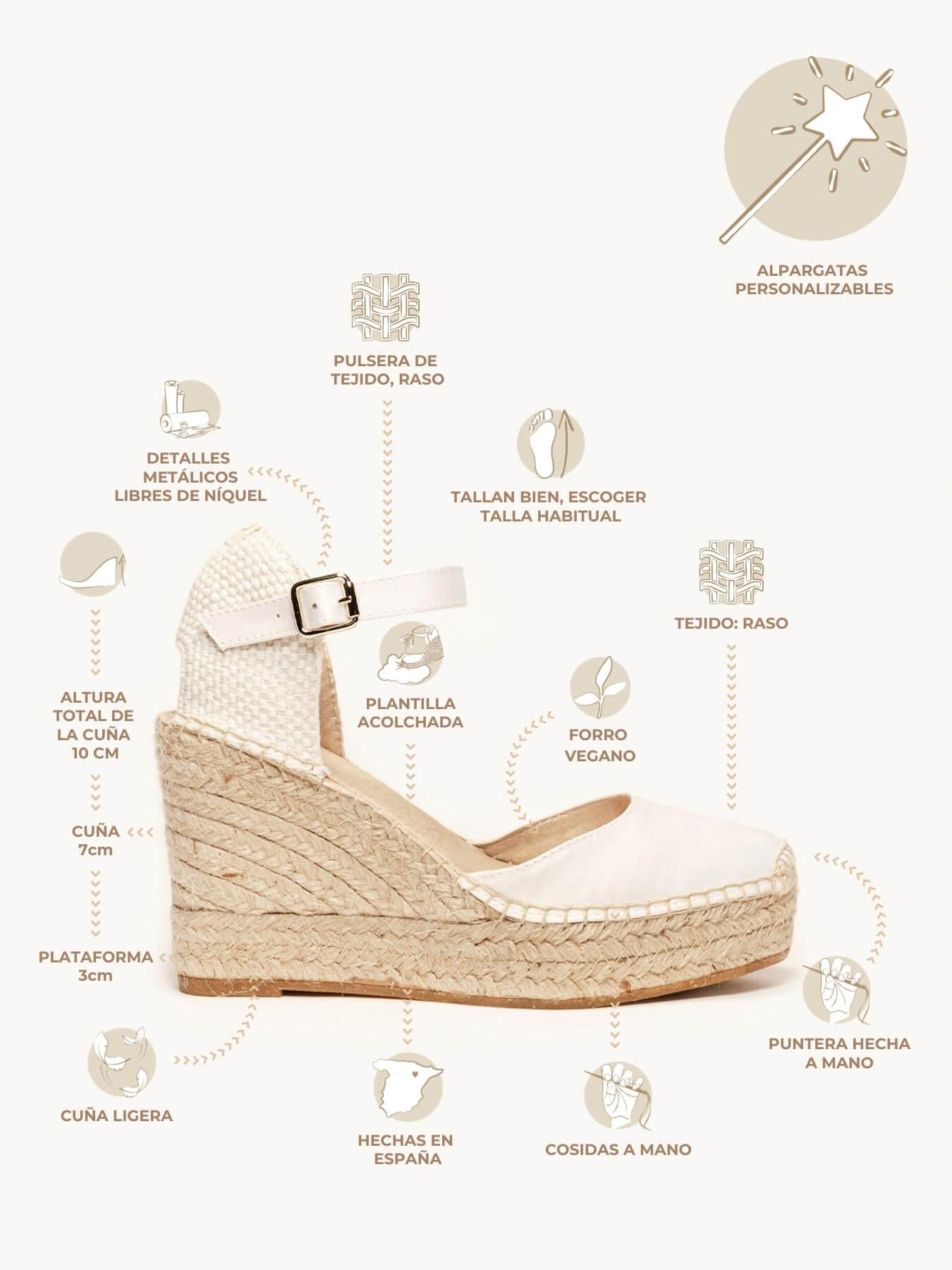 Sandália Anabela Alta Dalia Cetim Branca