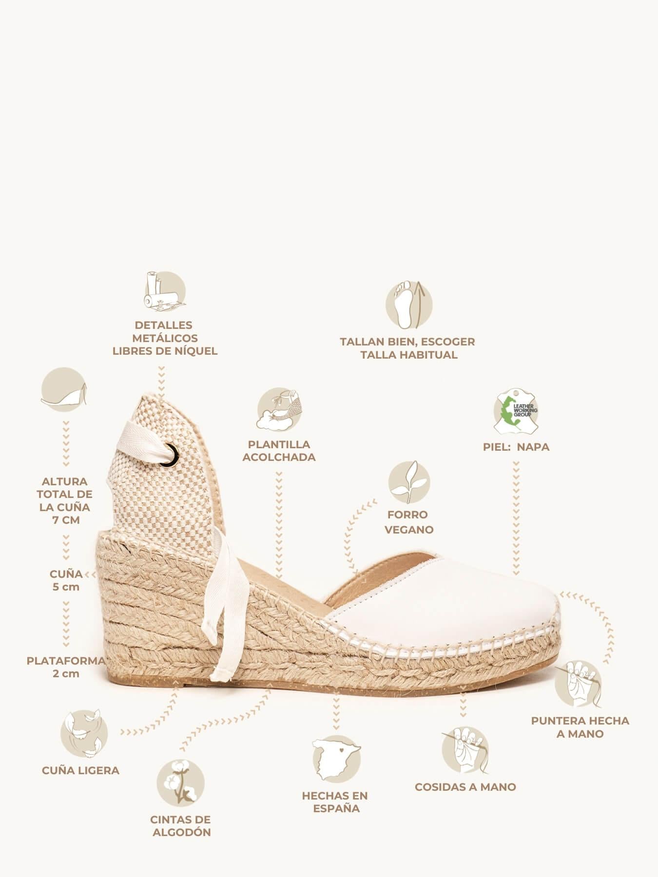 Sandália Romero Anabela 7 cm Napa Branco