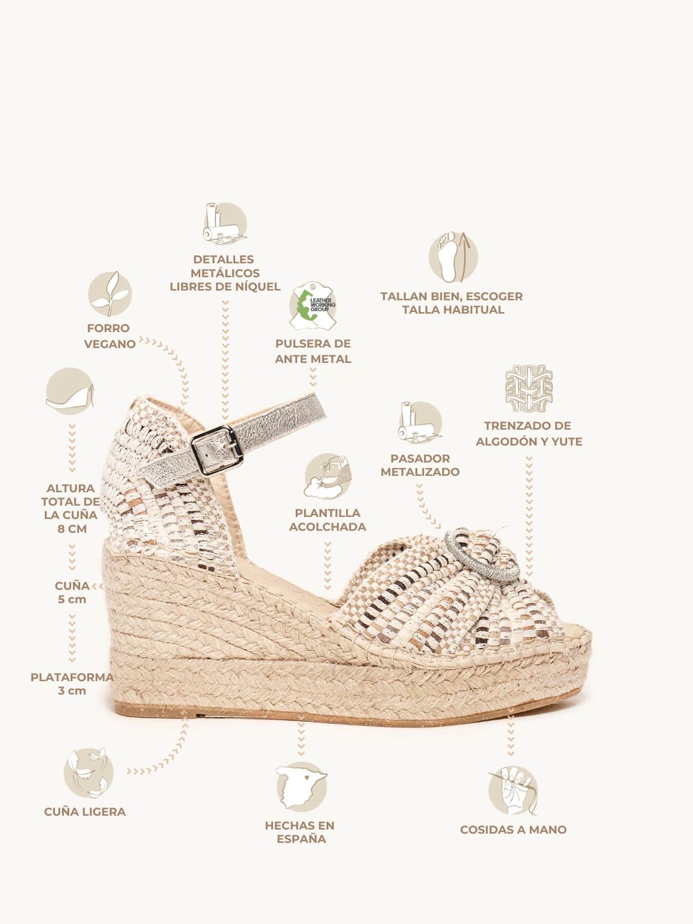 Sandália Anabela Média Plataforma Amapola com Saltinho Cru