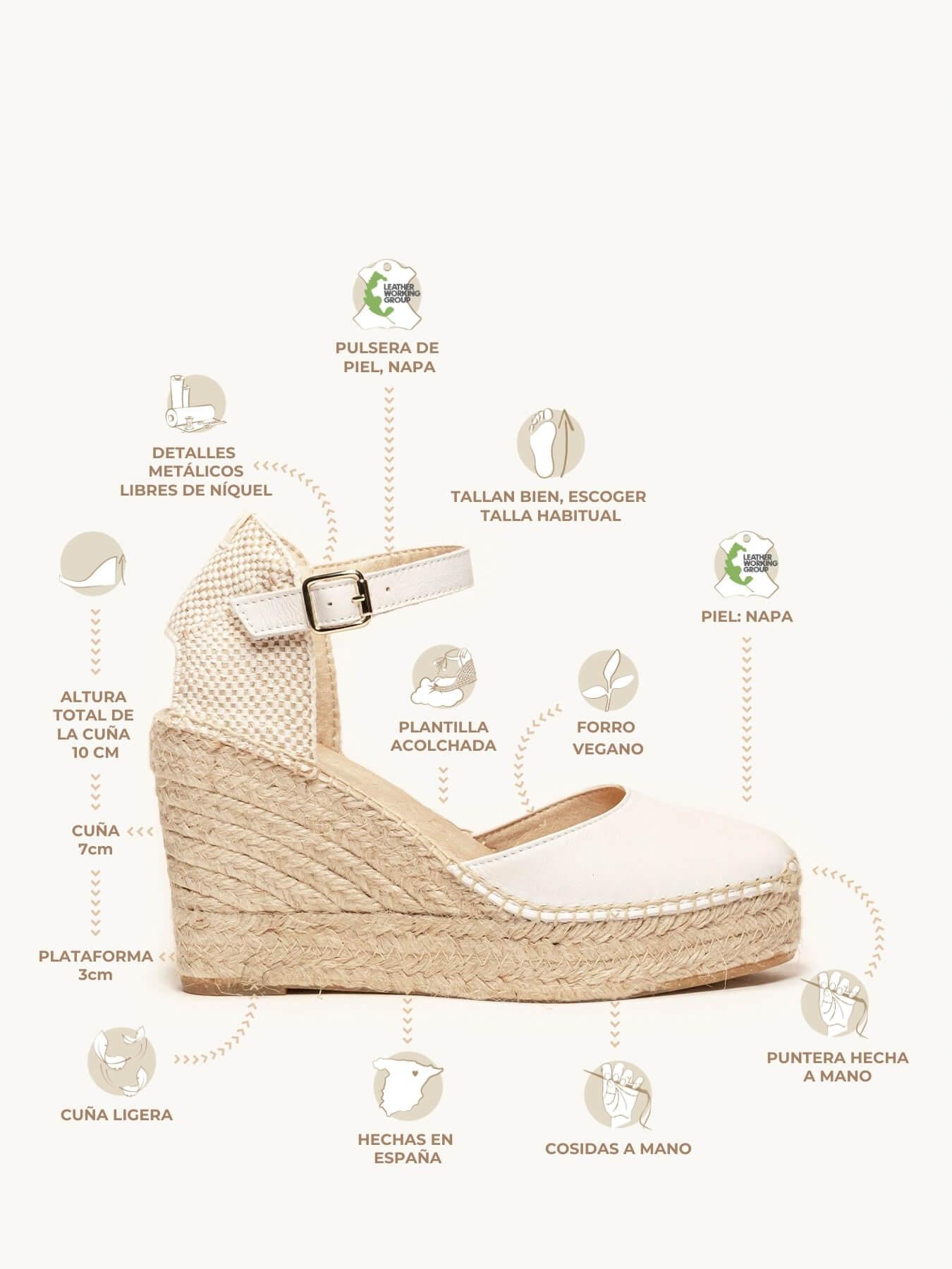 Sandália Marga Anabela 10 cm Napa Branco