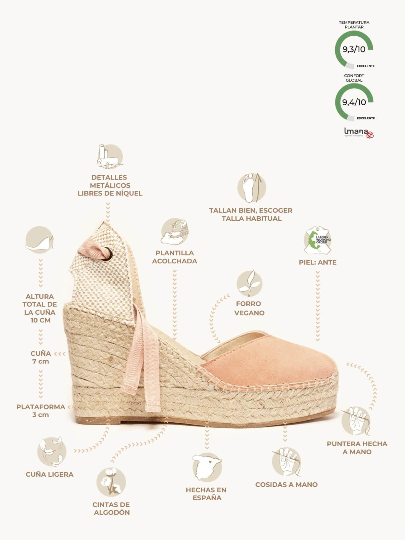Sandália Romero Anabela 10 cm Camurça Laranja Claro