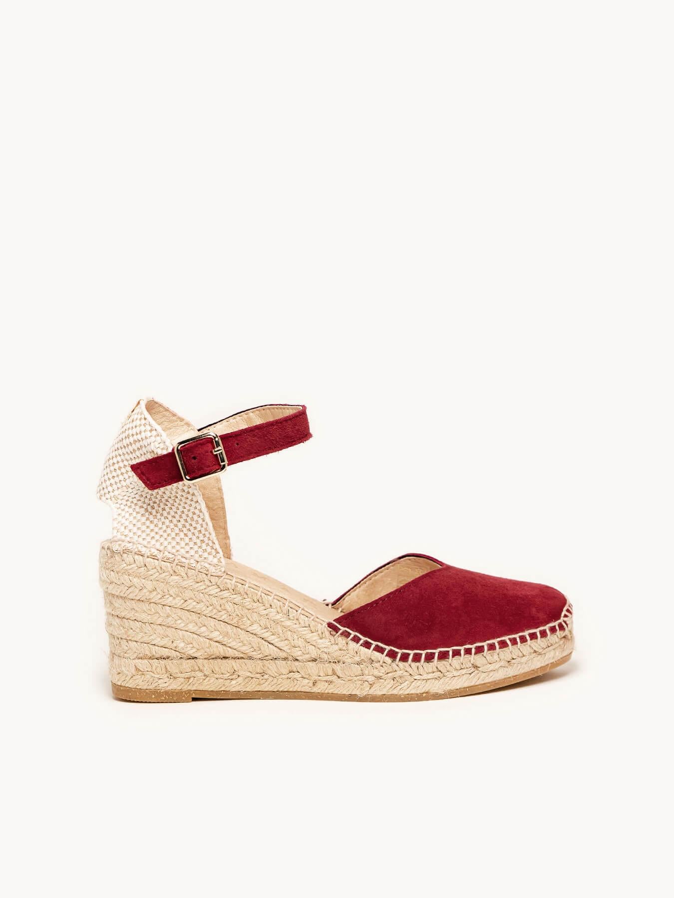 Sandália Jara Anabela 7 cm Camurça Granada
