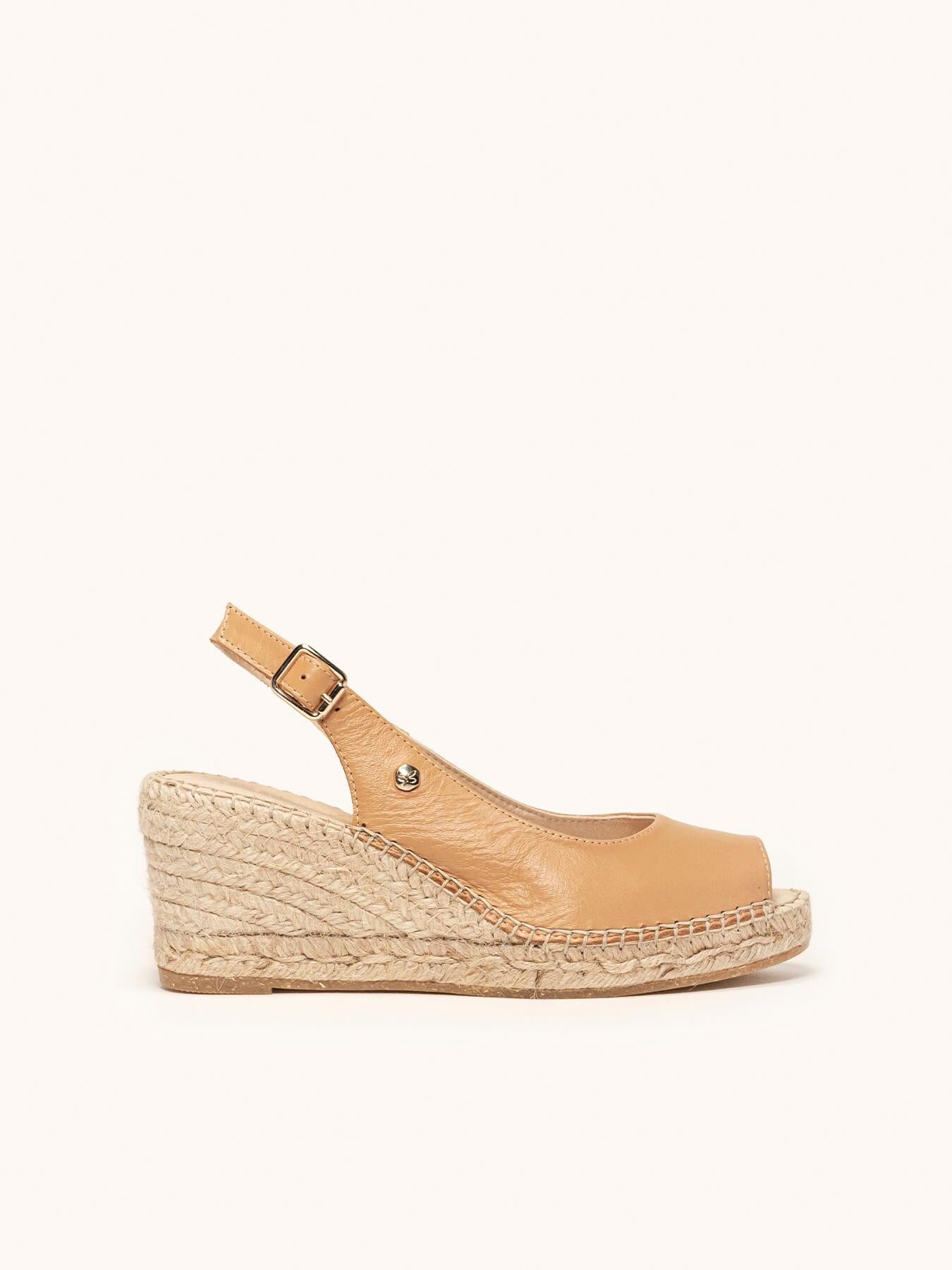 Sandália Clavel Anabela 7 cm Napa Marrom Claro