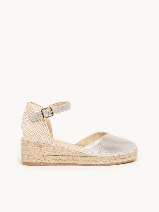 Sandália Jara Anabela 5 cm Camurça Prateado