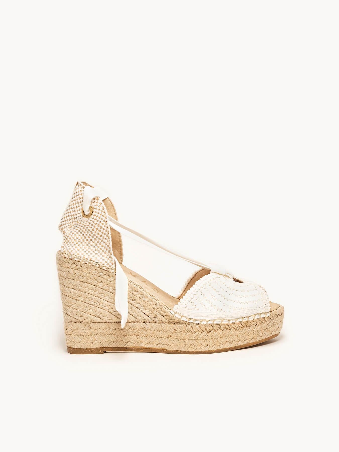 Sandália Lirio Anabela 10 cm Ráfia Branco