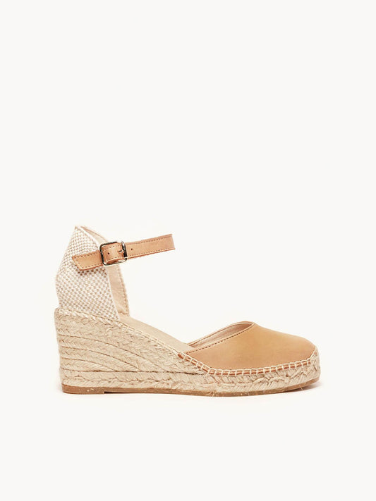 Sandália Anabela Média Marga Napa Marrom Claro