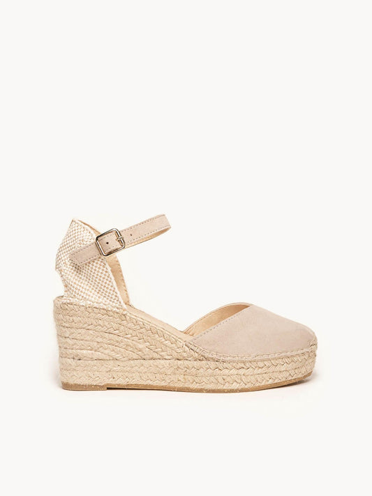 Sandália Jara Anabela 8 cm Camurça Piedra