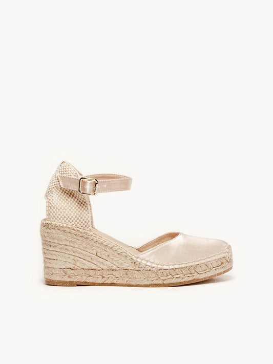 Sandália Dalia Anabela 7 cm Cetim Cru