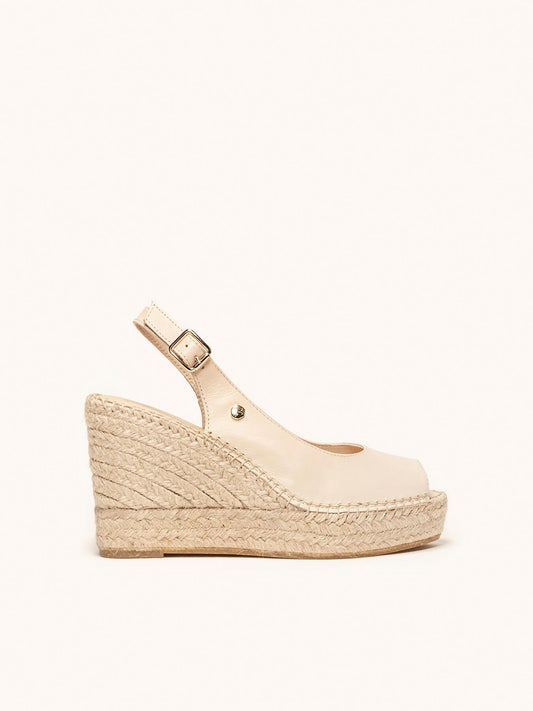 Sandália Anabela Alta Clavel Napa Areia