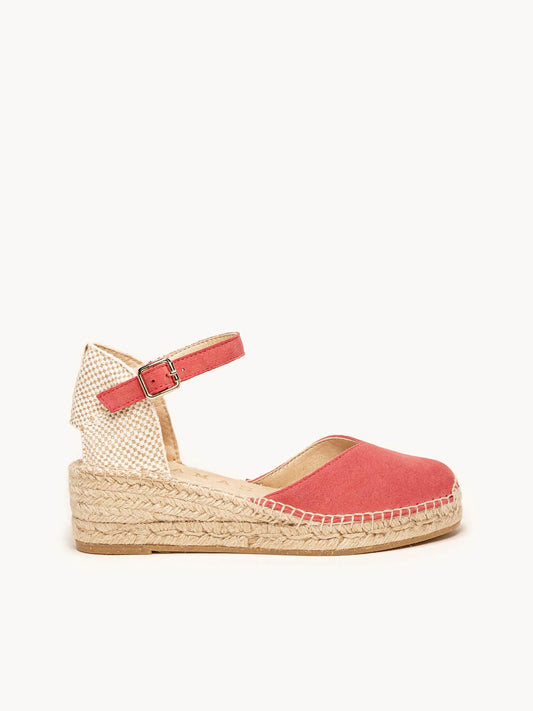 Sandália Jara Anabela 5 cm Camurça Rosa Oscuro