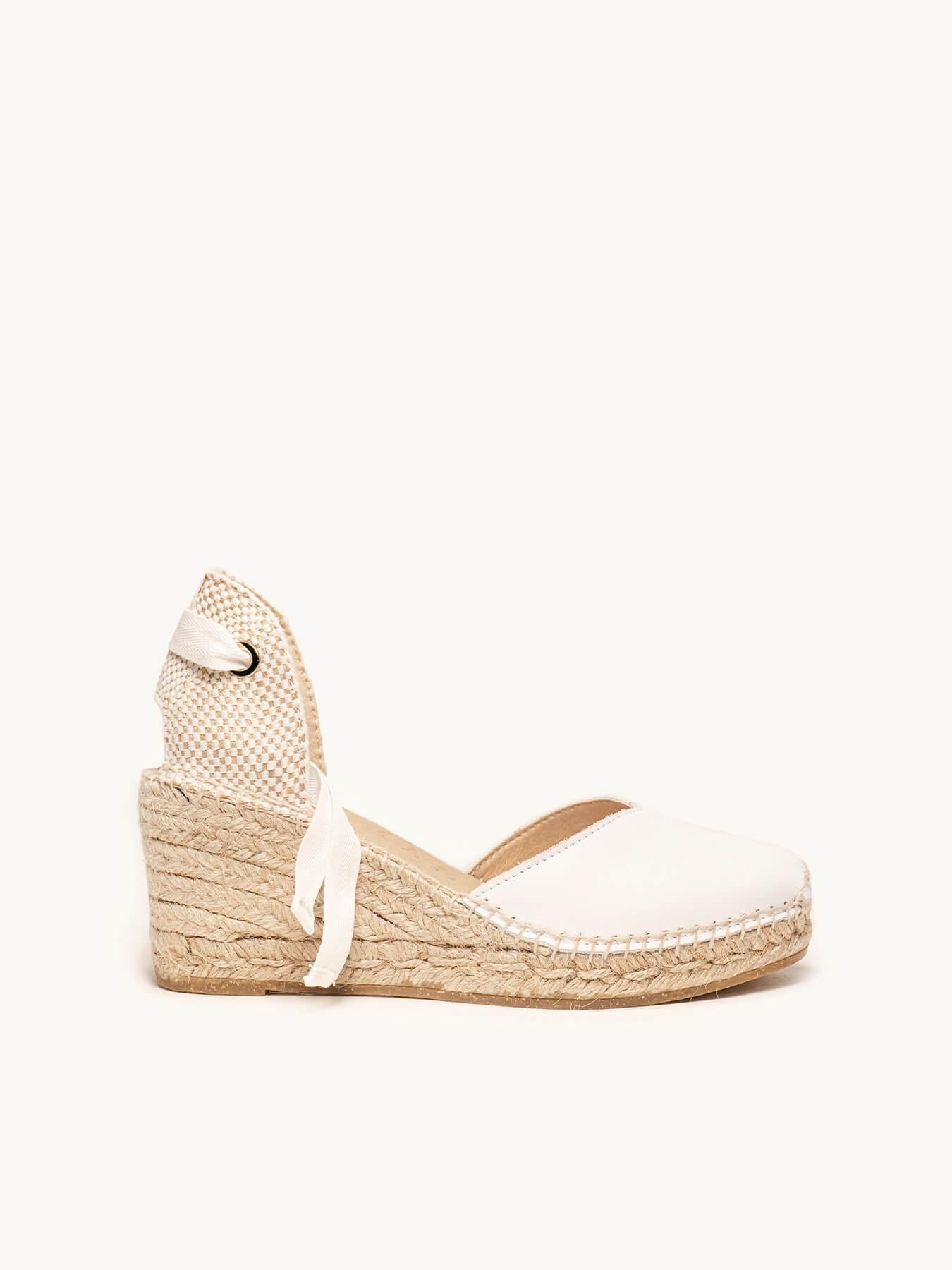 Sandália Romero Anabela 7 cm Napa Branco