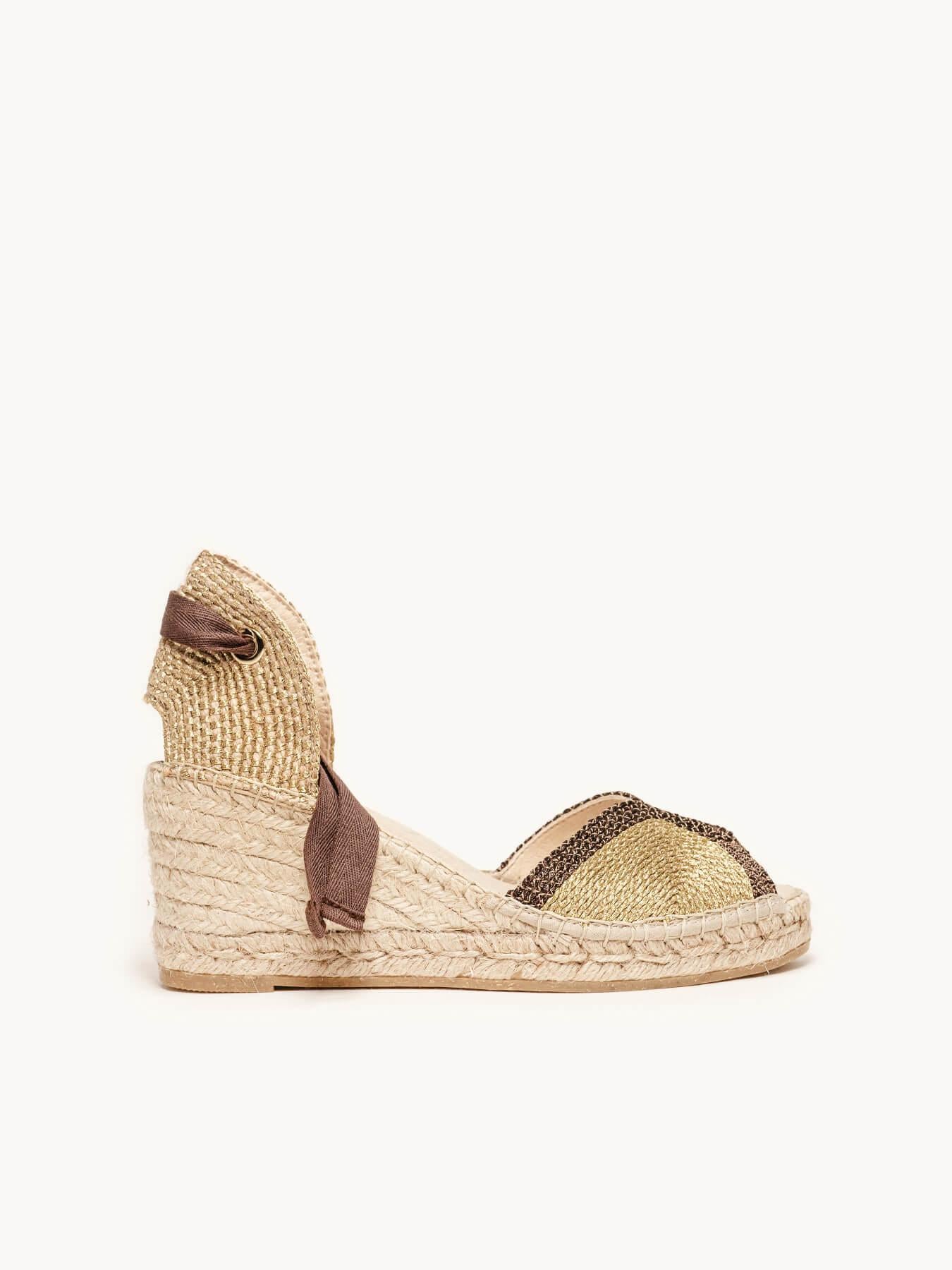 Sandália Lirio Anabela 7 cm Corda Marrom