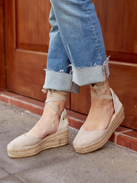 Sandália Plataforma Romero Camurça Pedra