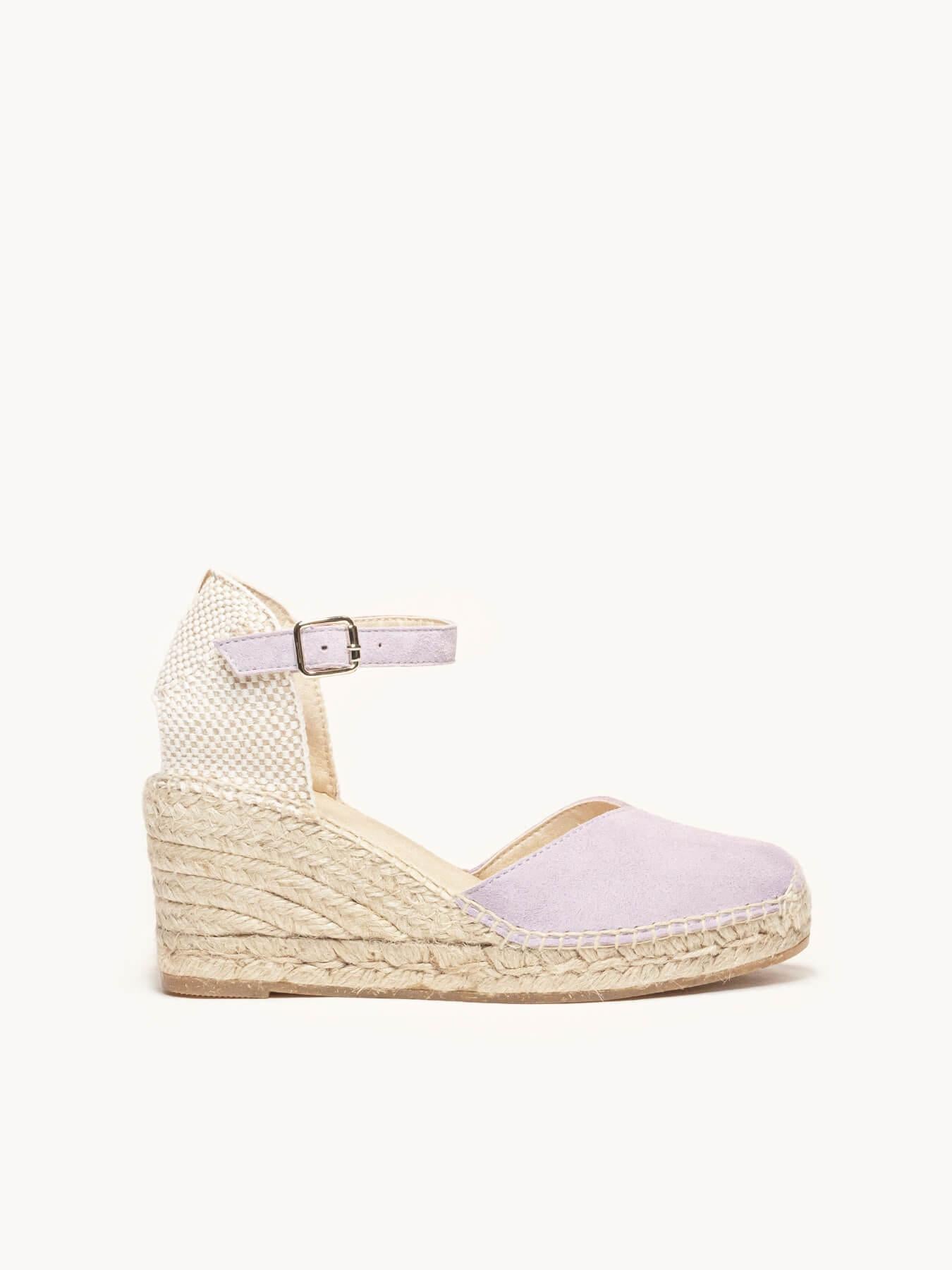 Sandália Jara Anabela 7 cm Camurça Lilás