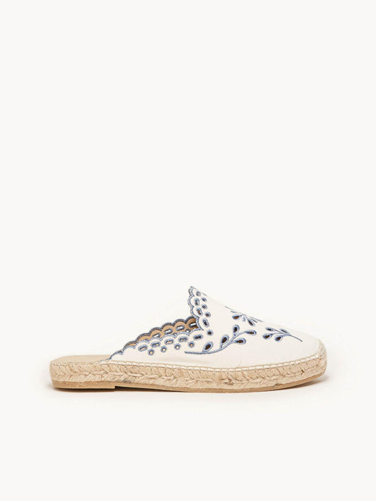 Mule Loto Lona Bordada Azul Jeans