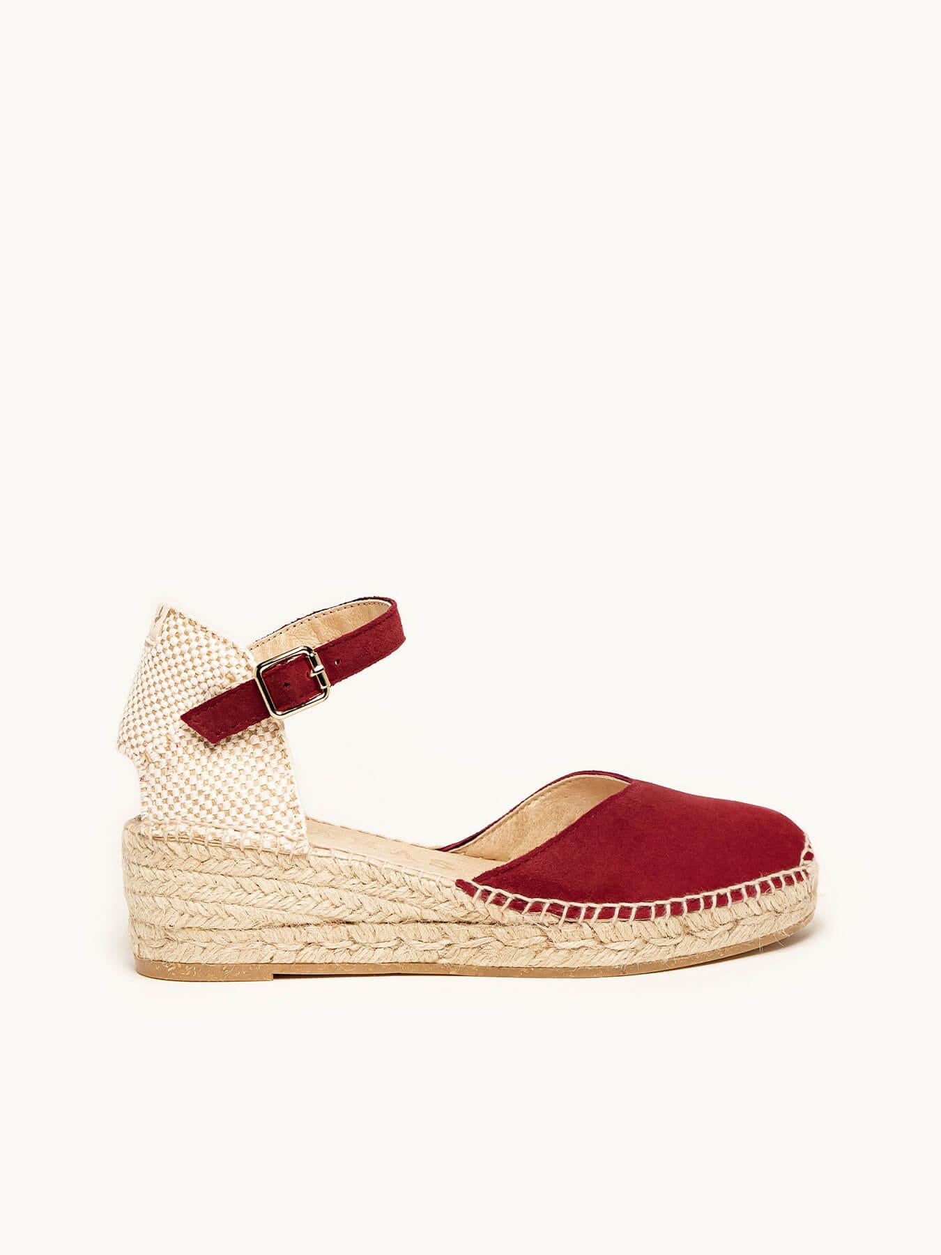 Sandália Jara Anabela 5 cm Camurça Granada