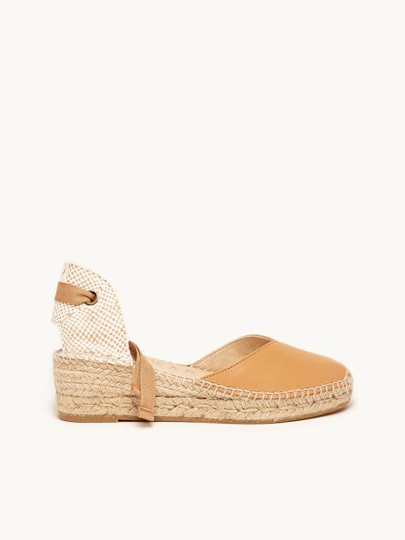 Sandália Romero Anabela 5 cm Napa Marrom Claro