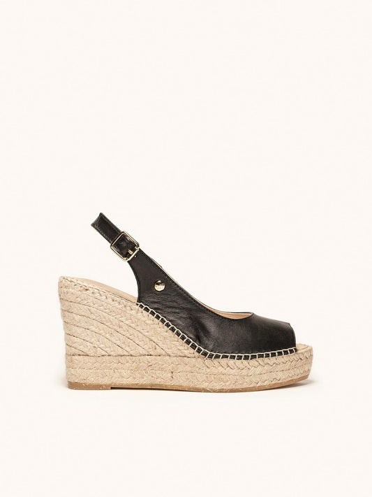 Sandália Anabela Alta Clavel Napa Preto