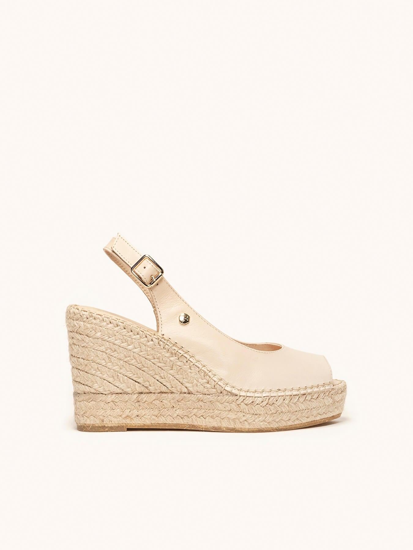 Sandália Anabela Alta Clavel Napa Areia