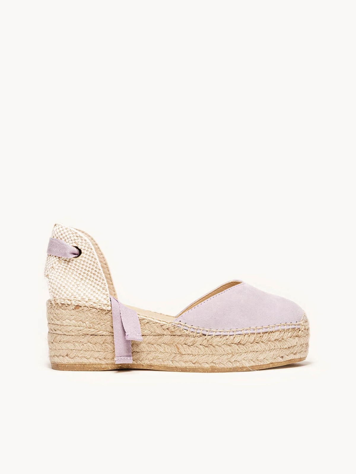 Sandália Romero Anabela 6 cm Camurça Lilás