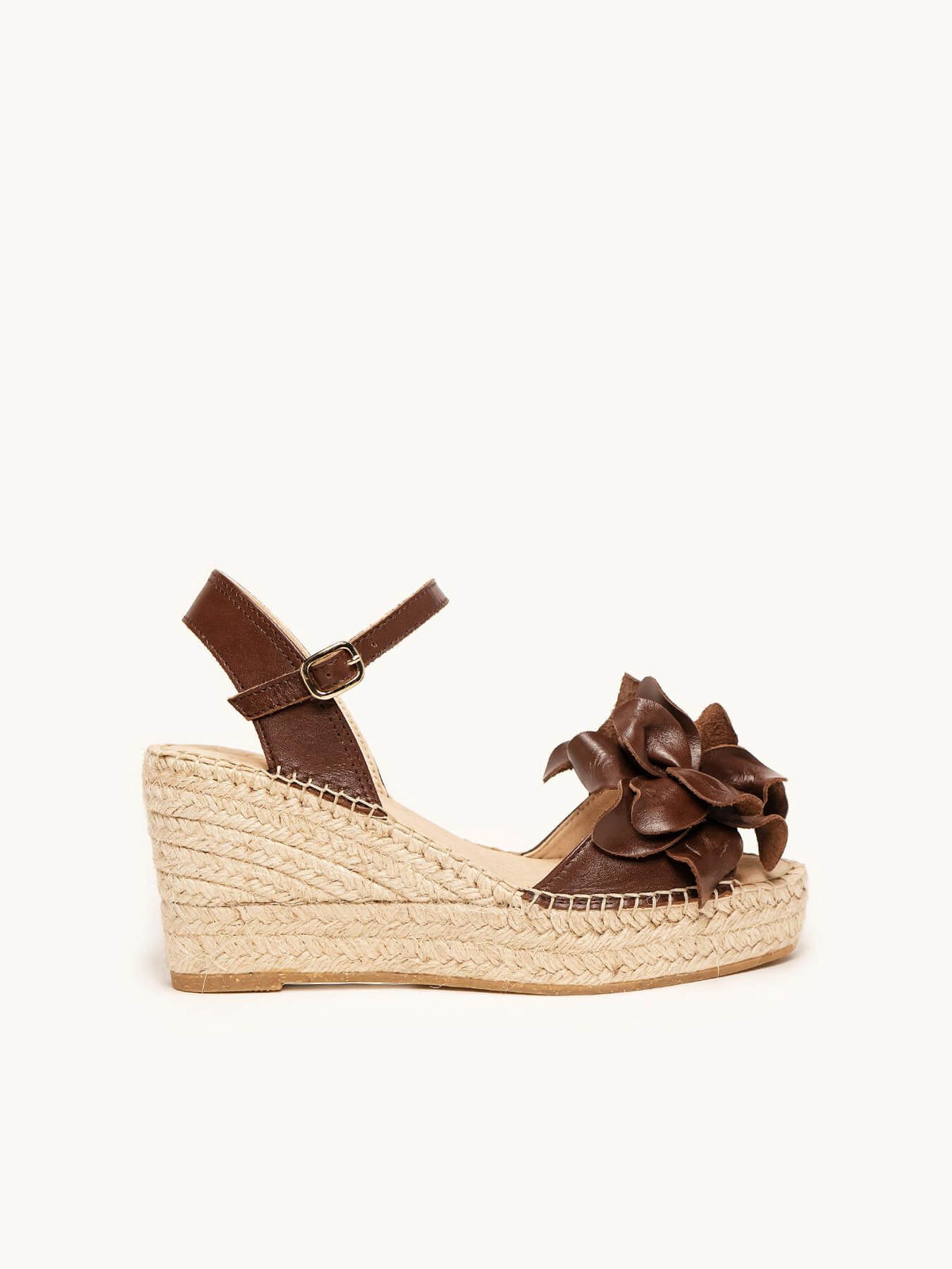 Sapatilha Alelí Anabela 8 cm Napa Marrom Escuro