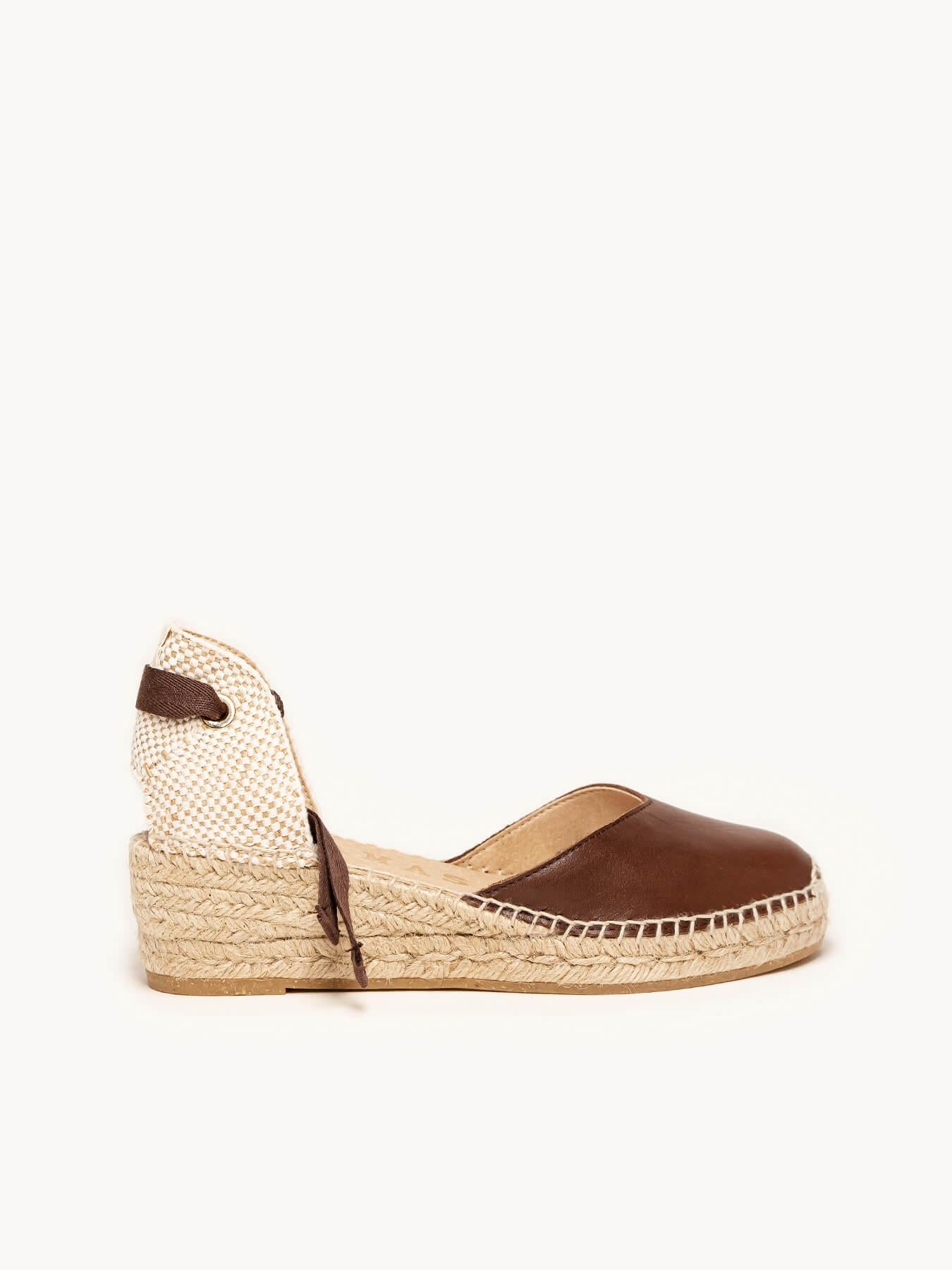 Sandália Romero Anabela 5 cm Napa Marrom Escuro