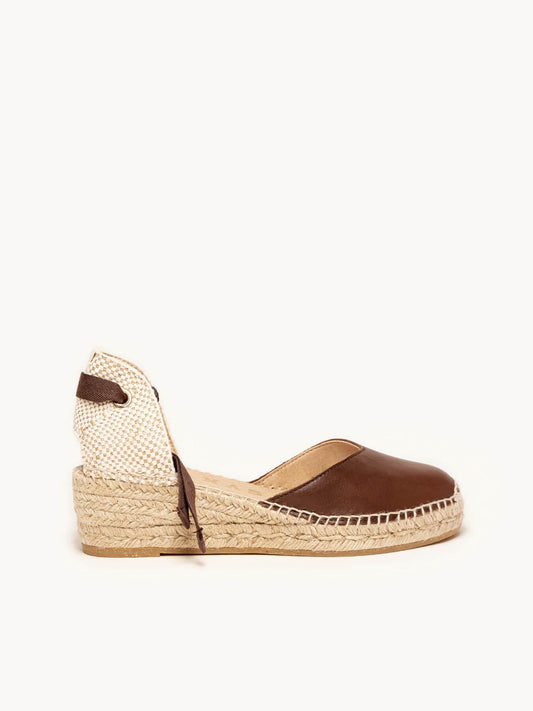 Sandália Romero Anabela 5 cm Napa Marrom Escuro