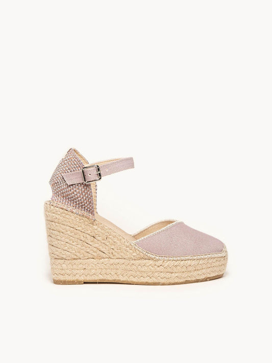 Sandália Jara Anabela 10 cm Lona Lilás