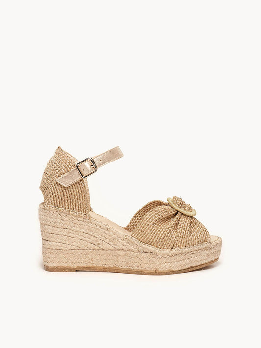 Sandália Amapola Anabela 8 cm Trançado Dourado