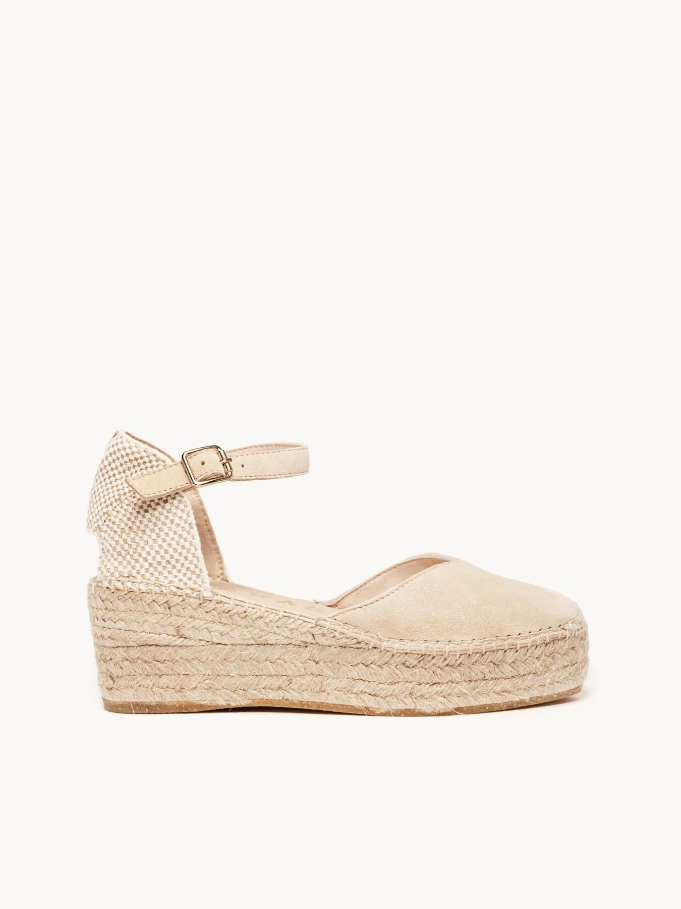 Sandália Jara Anabela 6 cm Camurça Areia