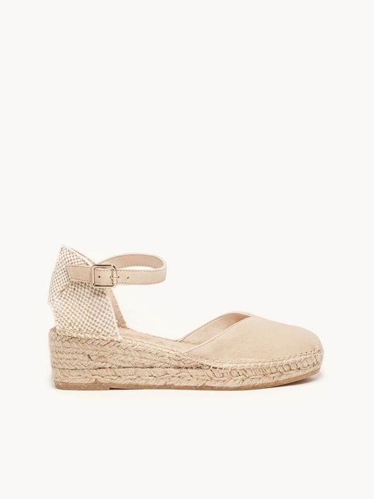 Sandália Jara Anabela 5 cm Camurça Areia