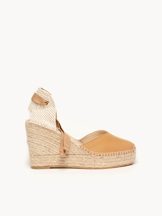 Sandália Romero Anabela 10 cm Napa Marrom Claro