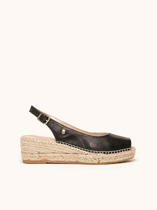 Sandália Anabela Baixa Clavel Napa Preto