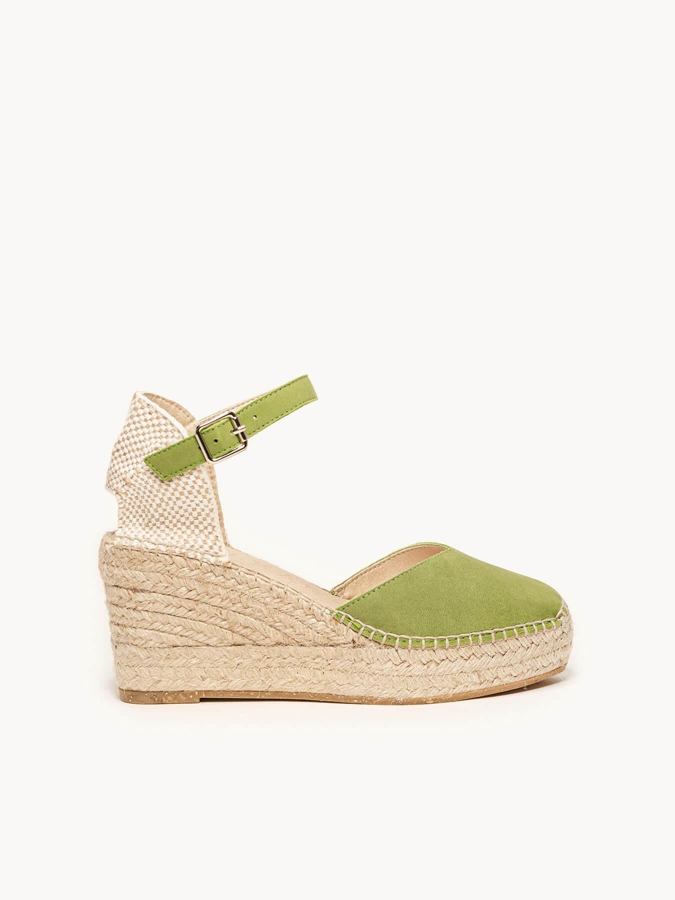 Sandália Jara Anabela 8 cm Camurça Verde