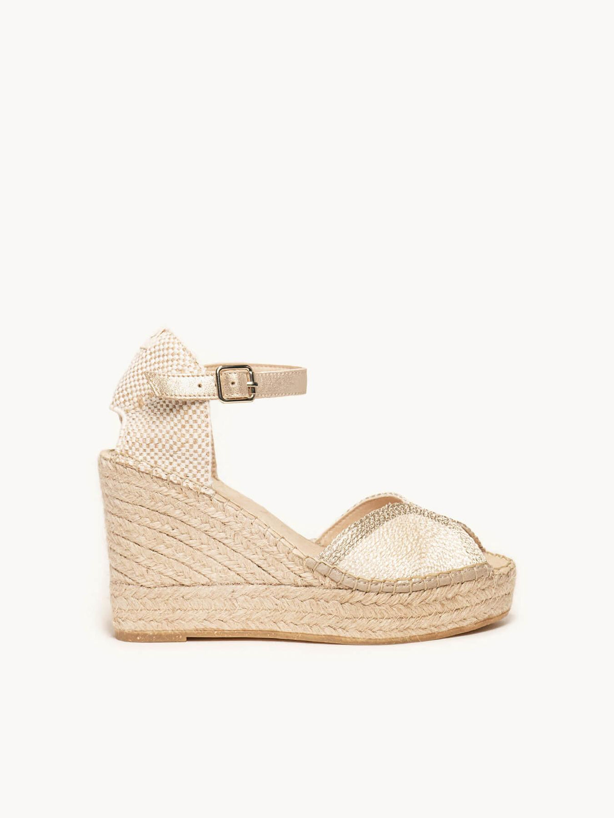 Sapatilha Alelí Anabela 10 cm Corda Branco