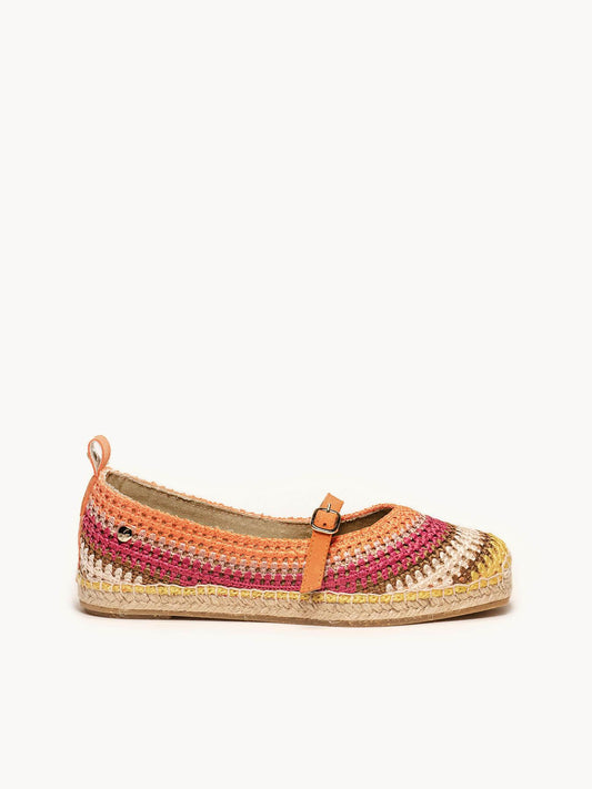 Sapatilha Campanilla Crochê Listras Laranja