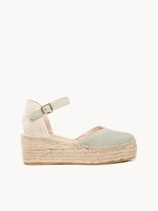 Sandália Plataforma Jara Camurça Verde Claro