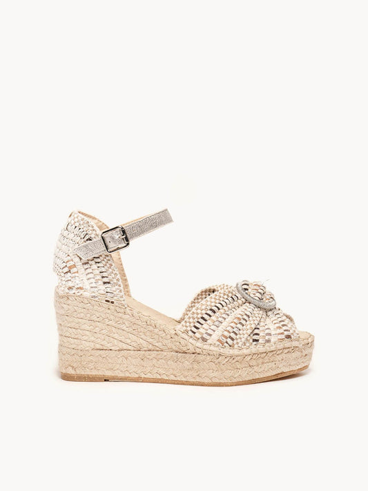 Sandália Amapola Anabela 8 cm Trançado Cru