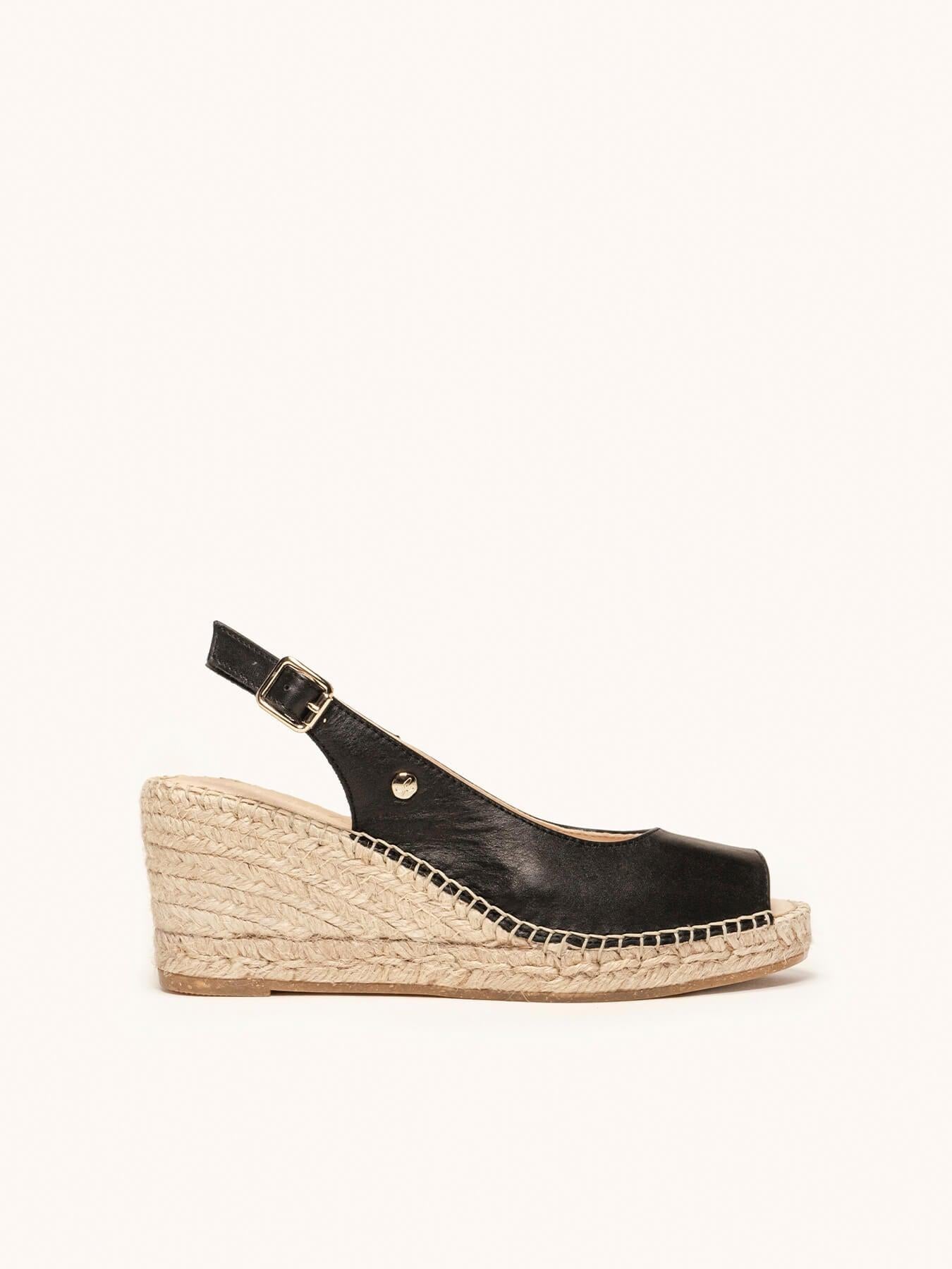Sandália Clavel Anabela 7 cm Napa Preto