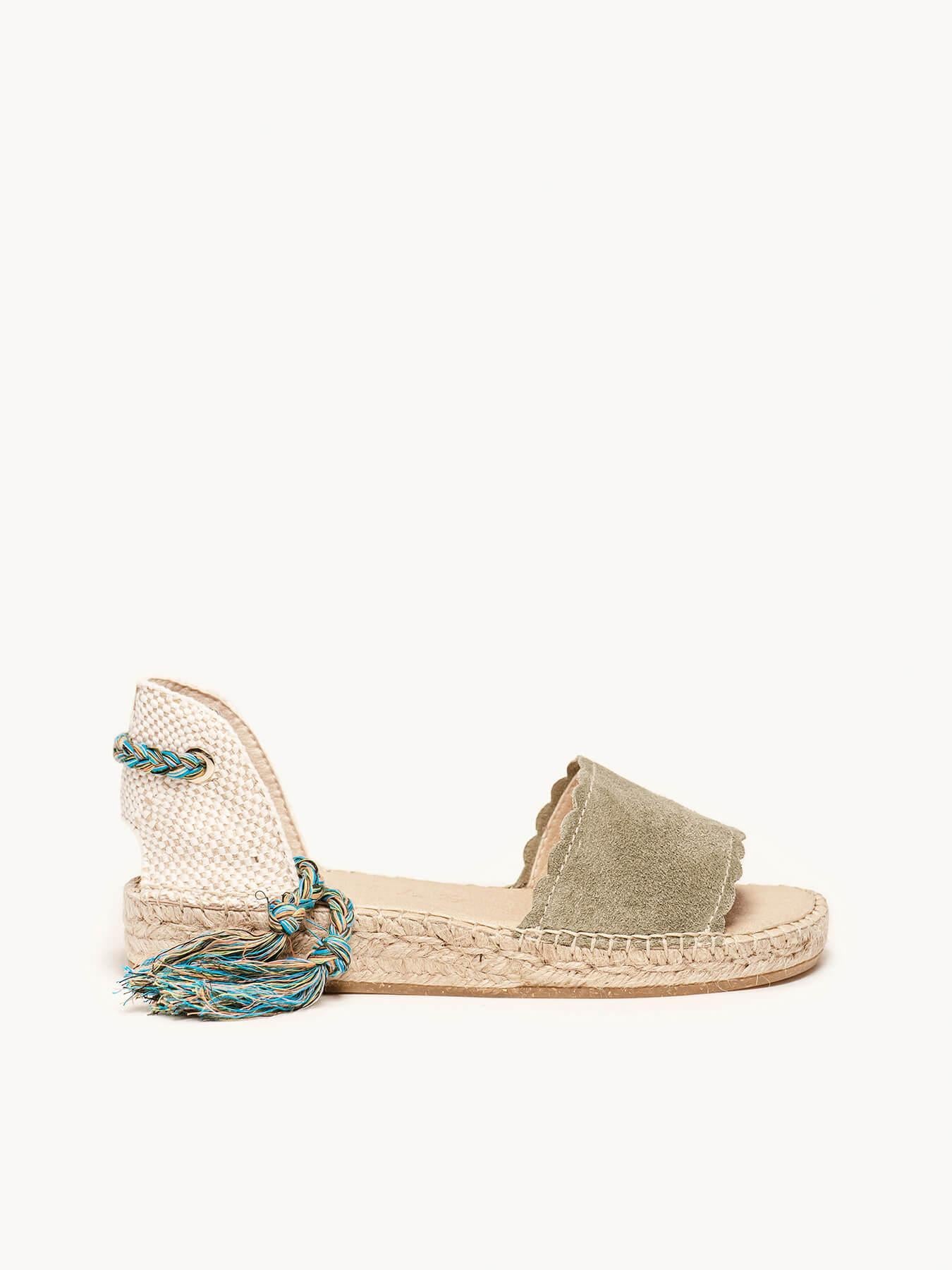 Sandália Aulaga Camurça Ondas Verde Claro