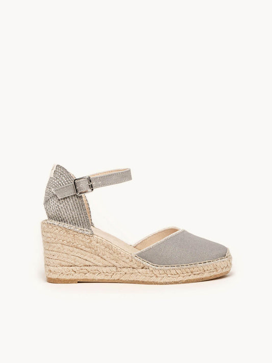 Sandália Jara Anabela 7 cm Lona Azul Jeans