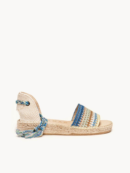 Sandália Aulaga Crochê Listas Azul