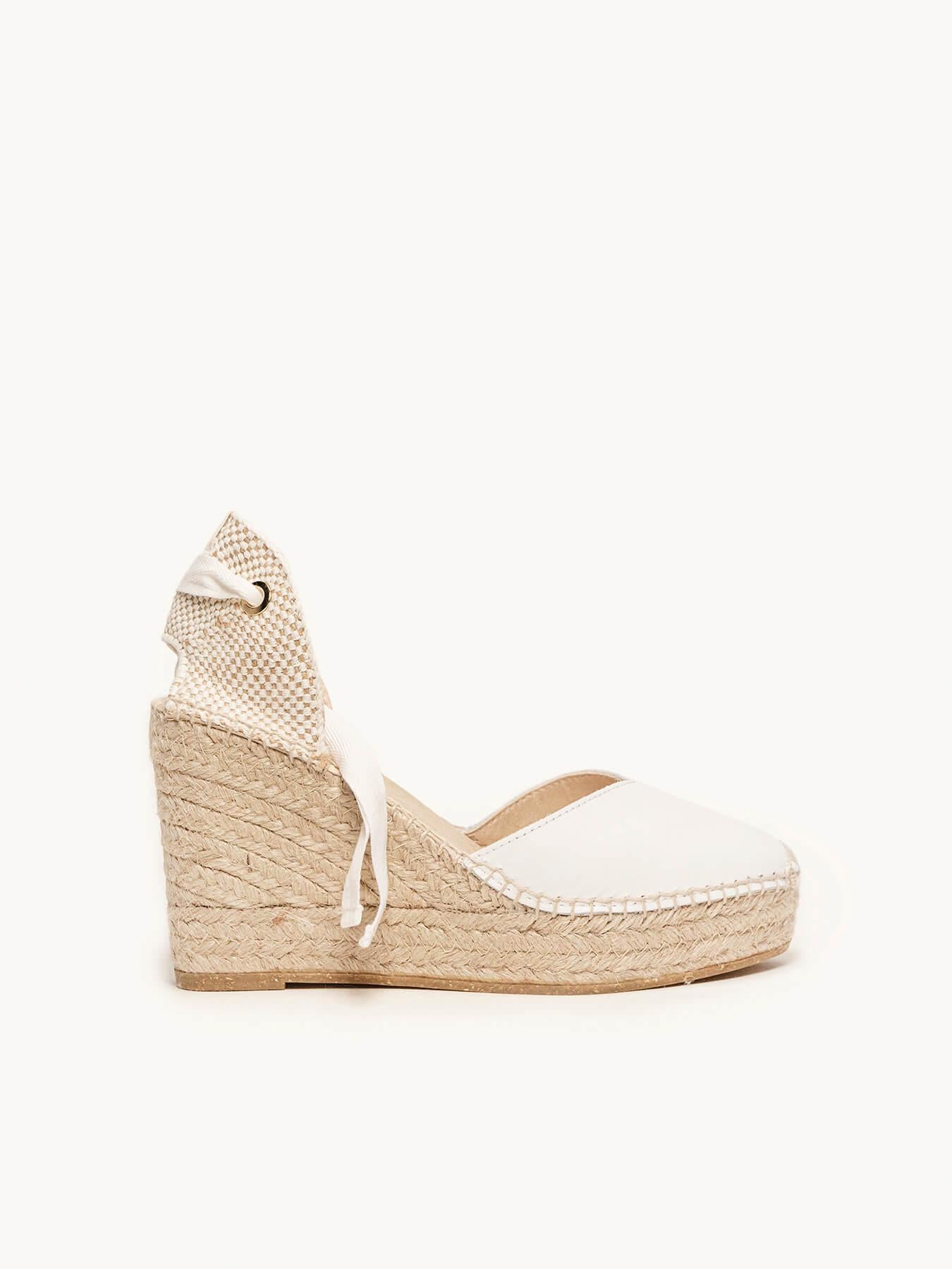 Sandália Anabela Alta Romero Napa Branco