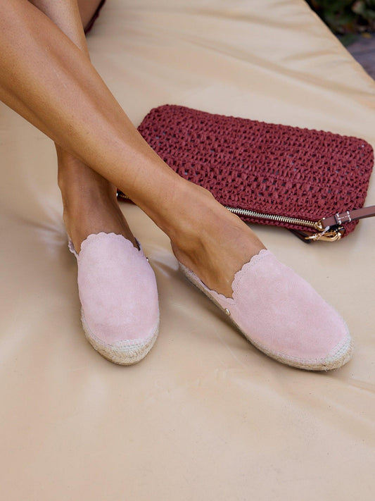 Mule Loto Camurça Ondas Rosa Claro