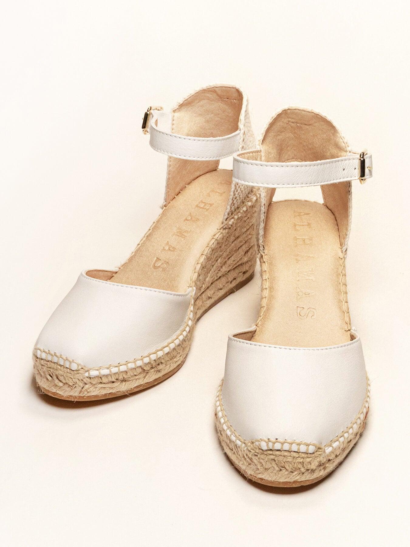 Sandália Anabela Média Marga Napa Branco